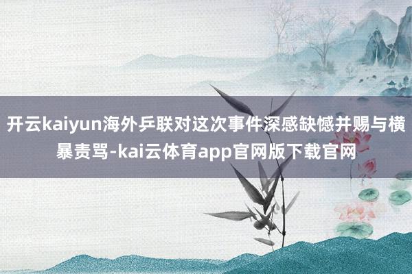 开云kaiyun海外乒联对这次事件深感缺憾并赐与横暴责骂-kai云体育app官网版下载官网